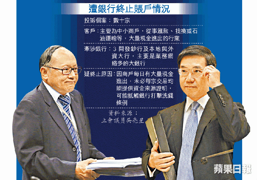 ■吳亮星(左)將約見阮國恒(右),希望在反洗黑錢準則下,「開闊番正當賬戶」。